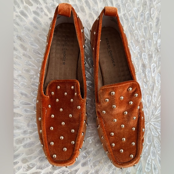 Anthropologie Women’s Kelsi‎ Dagger Brooklyn Adly Metallic Slides Studded Velvet - Picture 3 of 8